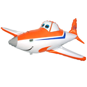Шар фольга Фигура Самолет оранжевый 53х110 см с гелием