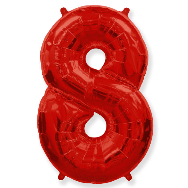 Цифра 8 Красный 40''/102 см шар фольга