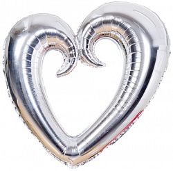 Фигура Сердце вензель серебро 40"/102см шар фольга