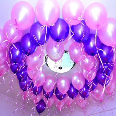 Шары с гелием под потолок Purple & Pink 30 штук