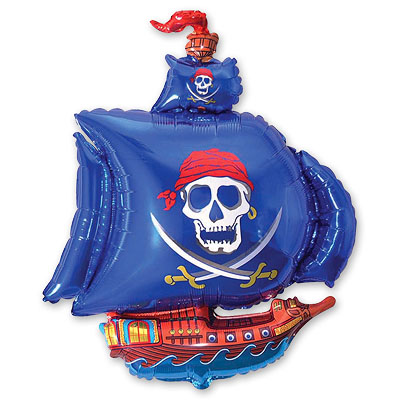 Фигура Пиратский корабль синий 56х96см шар фольга