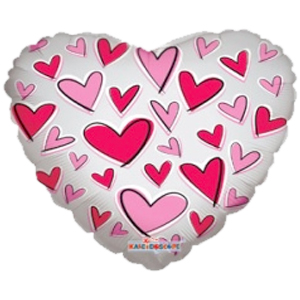 Сердце прозрачное Любовь Сердечки розовые и красные 18"/45см шар фольга