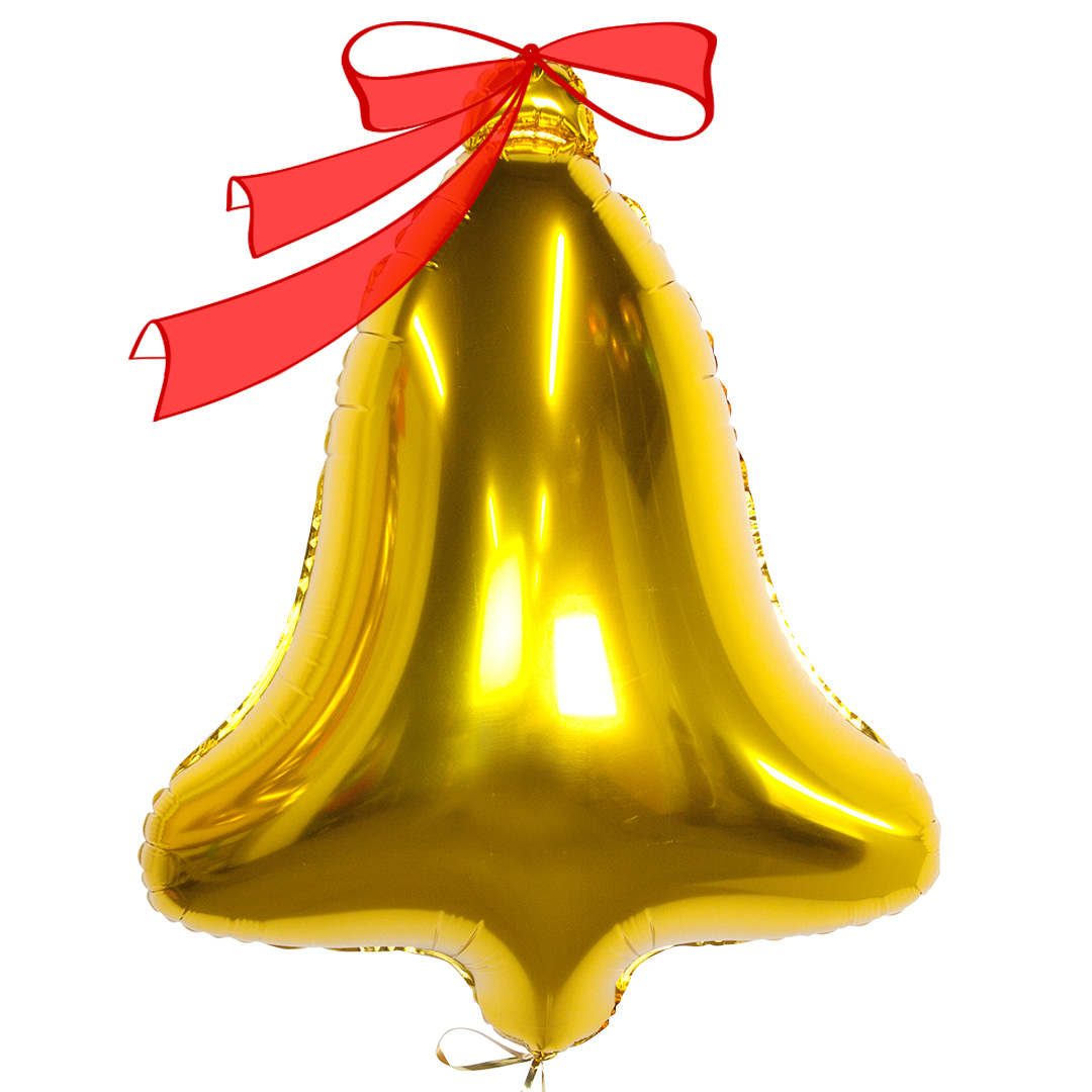 Шар фольга Фигура Колокольчик золото 80 си с гелием