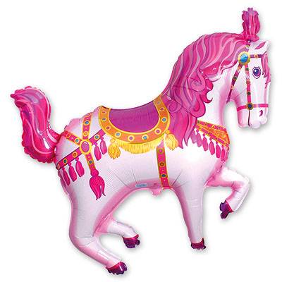 Шар фольга Фигура Лошадь цирковая розовая 90х98 см с гелием