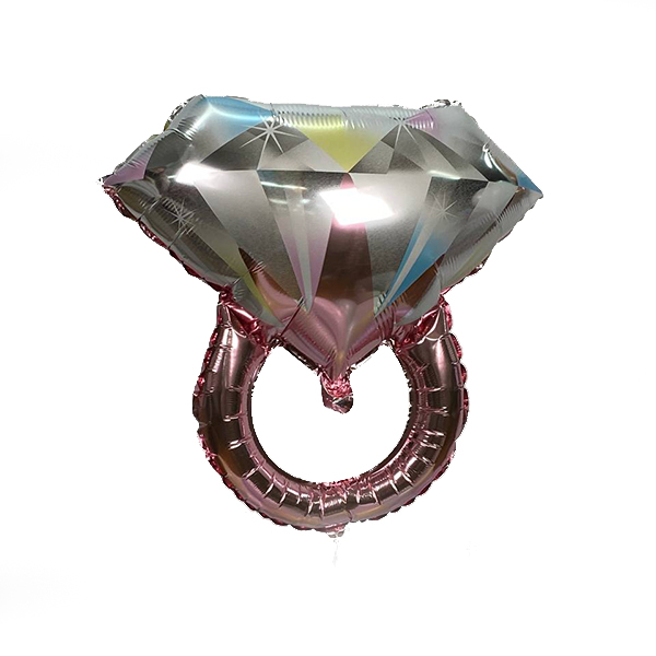 шар фольга Фигура Кольцо с бриллиантом розовое золото 61 x 68см с гелием