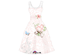Фигура Свадебное платье розовое 91х61см шар фольга