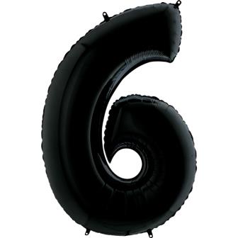Цифра 6 Черный шар фольга
