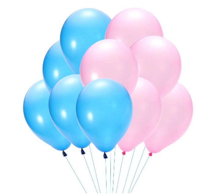Облако из надутых шаров с гелием на Гендер Пати розовые и голубые 10 штук