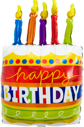 Шар фольга Фигура Торт на День Рождения, Яркие свечи 84 см с гелием