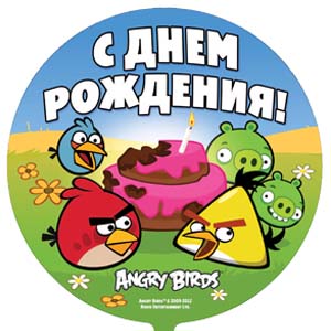 Круг С Днем рождения Angry Birds18"/45см шар фольга