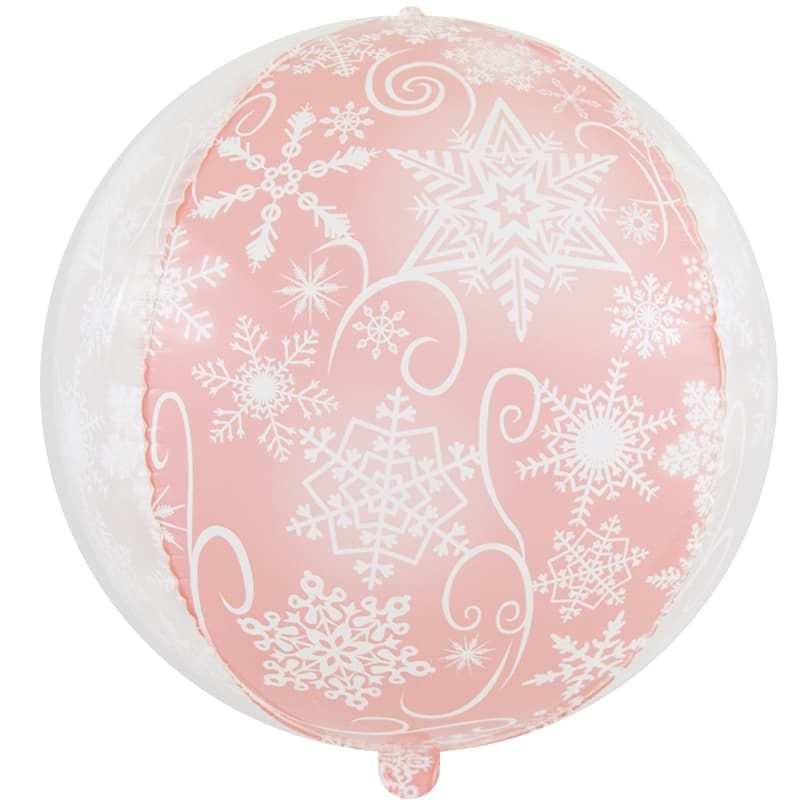 Фигура Сфера 3D Снежинки Розовый/Прозрачный 22