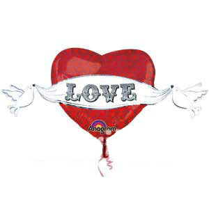 Фигура Love Сердце с крыльями 53х104см шар фольга
