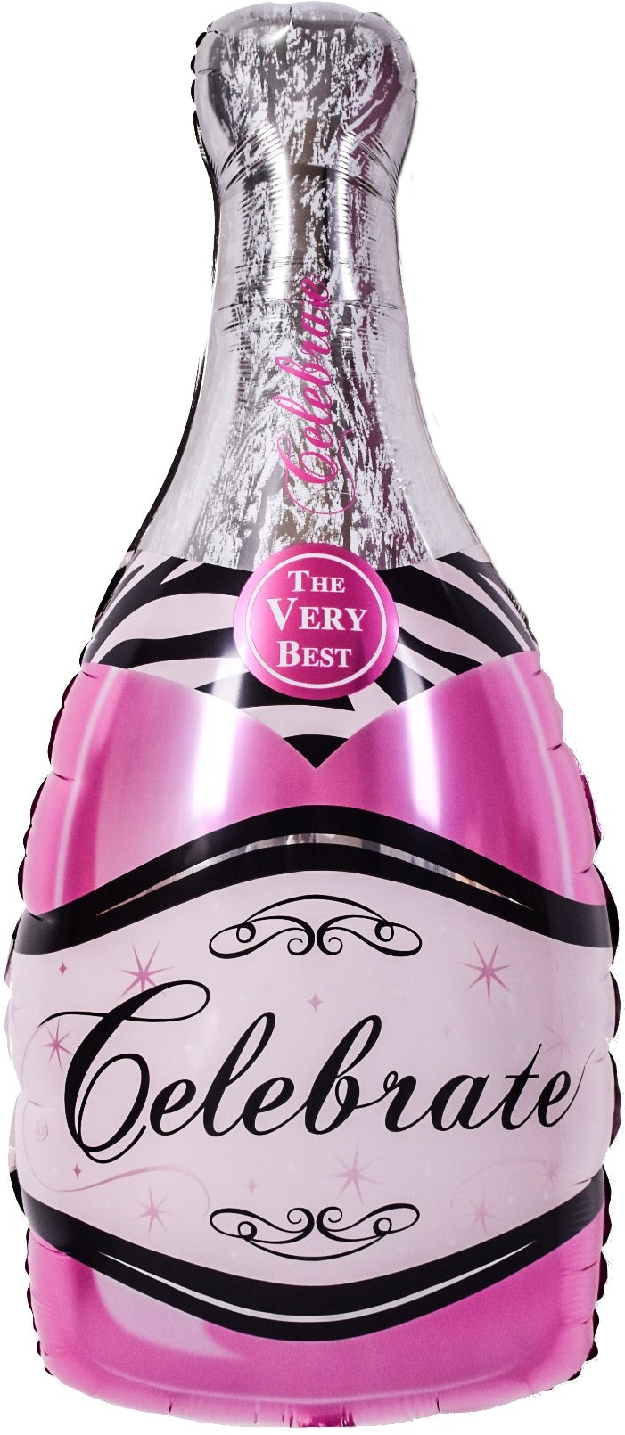 Шар фольга Фигура Бутылка Шампанское, Розовый 39''/99 см с гелием