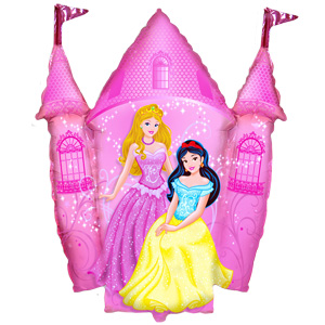 Шар фольга Фигура Принцессы и замок розовый 87х78 см с гелием