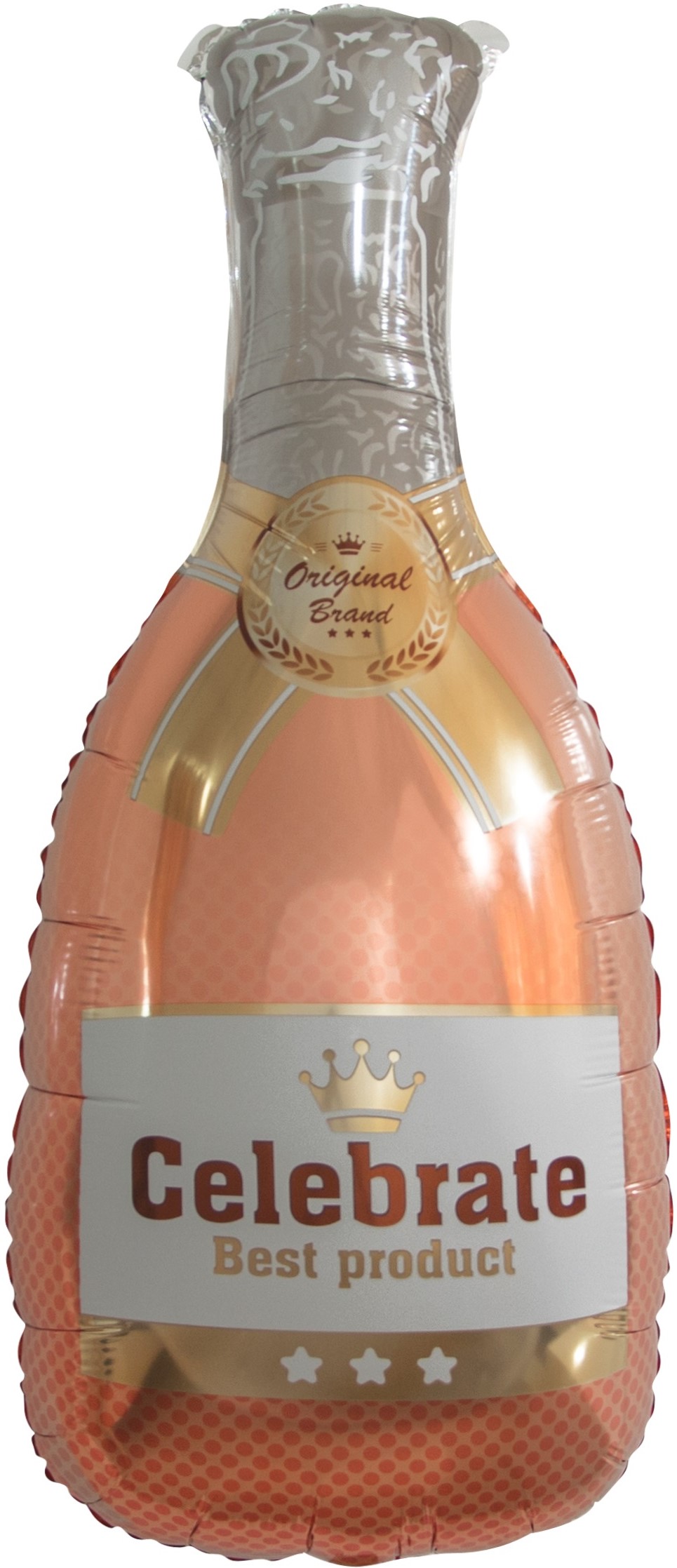 Шар фольга Фигура Шампанское, Золотая корона, Розовое Золото 32''/81 см с гелием