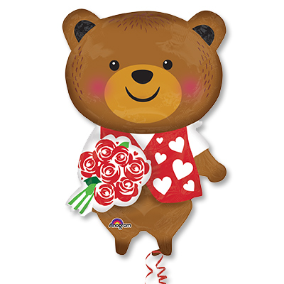 Фигура Медведь с розой 63х63 см шар фольга