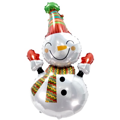 Фигура Снеговик в шарфе 36х53см шар фольга