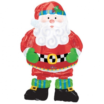 Ходячая фигура Санта в сапогах 94см шар фольга с гелием
