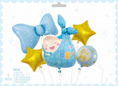 Набор из шаров c гелием на выписку Новорожденный, Малыш Мальчик Голубой 5шт с гелием