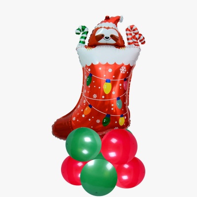 Фигура Носок новогодний и Ленивец 78см шар фольга