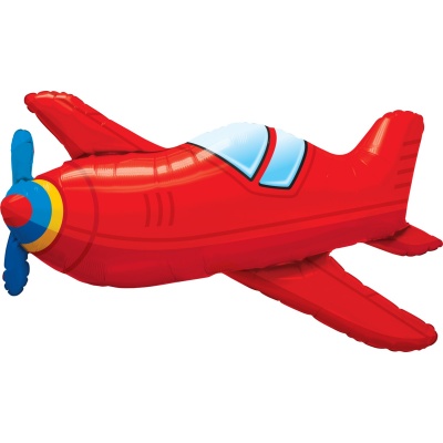 Фигура Премиум Самолет красный винтаж 91см шар фольга