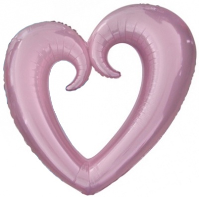 Фигура Сердце вензель розовый 40"/102см шар фольга