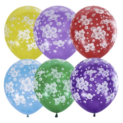 Воздушные шары Сакура 5ст 30см с гелием и обработкой Хай-флоат