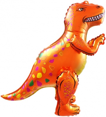 Шар фольга Ходячая фигура Динозавр Алозавр оранж 25"/64см ВОЗДУХ