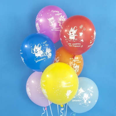 Воздушные шары Три кота Супер герои микс 4ст 30 см с гелием и обработкой Хай-флоат