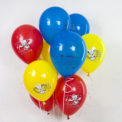 Воздушный шар Микки Маус микс С ДР 2ст 30см с гелием и обработкой 