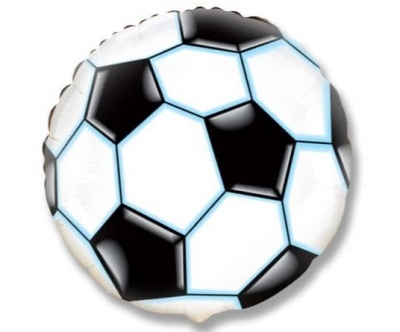 Круг Футбольный мяч черный 18"/45см шар фольга