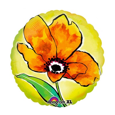 Круг Цветок Рисунок оранжевый 18"/45см шар фольга