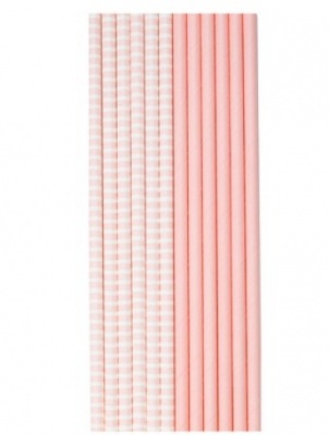 трубочки для коктейля пастель розовая 12шт DKIK 1502-4903