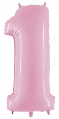 Шар фольга Цифра 1 год Pink Розовый 40"/102см с гелием
