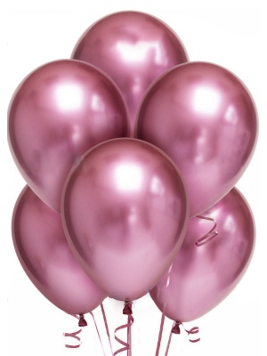 Облако из шаров Хром Розовый 17 шаров с гелием и обработкой Хай-флоат