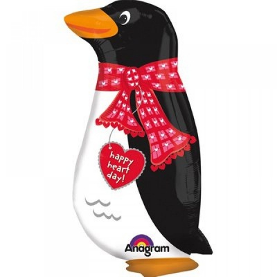 Ходячая фигура Пингвин с шарфом красным 56см шар фольга с гелием