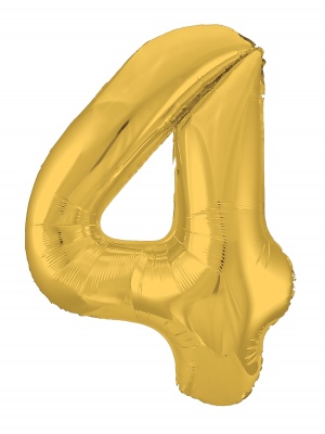 Шар фольга Цифра 4 Slim Золото Gold 102см с гелием