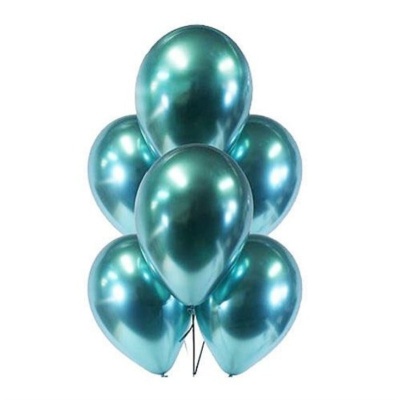 Облако из шаров Хром Зеленый 17 шаров с гелием и обработкой Хай-флоат