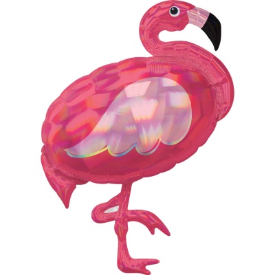 Шар фольга Фигура Фламинго переливы перламутр 83см с гелием
