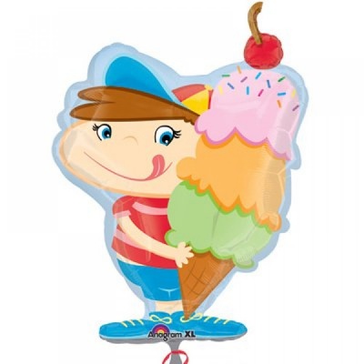 Фигура Мальчик с мороженым 71х78см шар фольга