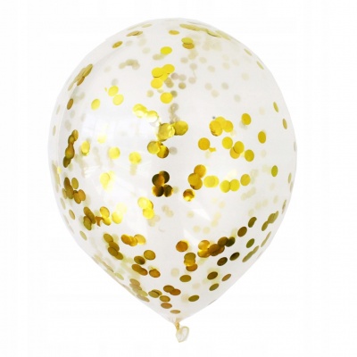 Воздушные шары с гелием Прозрачный с конфетти золото 12"/30 см латекс