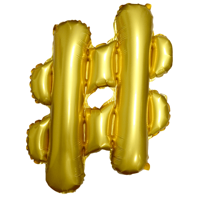 Фигура - буквы Хештег, Золото 20''/51 см шар фольга ненадутая