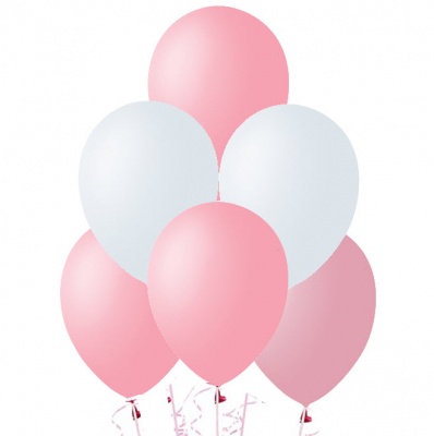 Облако из шаров c гелием 1 годик малышка Розовый+Белый 21 шар