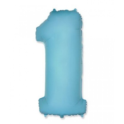 Шар фольга Цифра 1 Пастель Blue с гелием