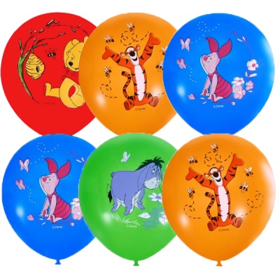 Воздушные шары Дисней Винни Пух цветной 1ст 30см с гелием и обработкой 