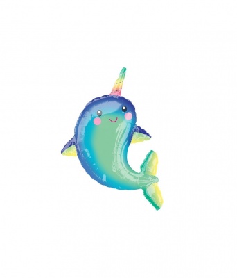 Фигура Дельфин с радужным рогом 73х99см шар фольга
