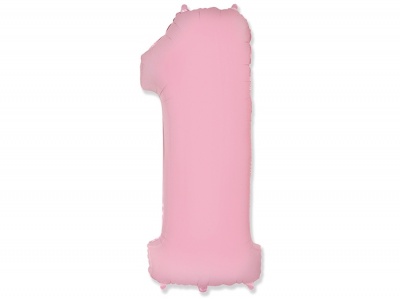 Шар фольга Цифра 1 год Pastel Pink Розовый 32"/75см с гелием