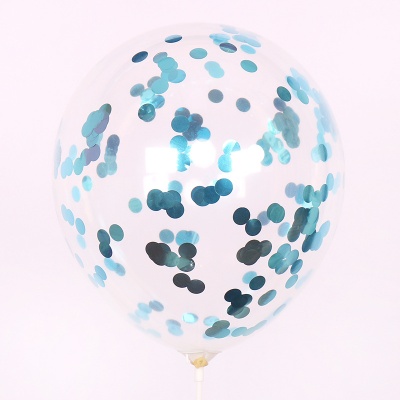 Воздушные шары с гелием Прозрачный с конфетти голубое 12"/30 см латекс
