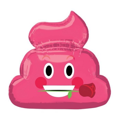 Фигура Эмоции Смайл Какашка с розой 63х65см шар фольга