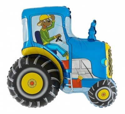 Шар фольга фигура Трактор синий 73 см с гелием